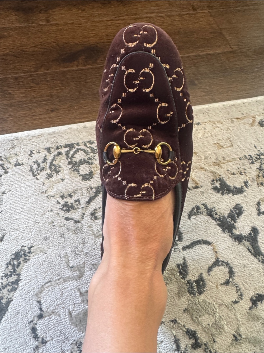 Gucci Women's Brown Velvet Horsebit Loafers - Picture 6 of 6
